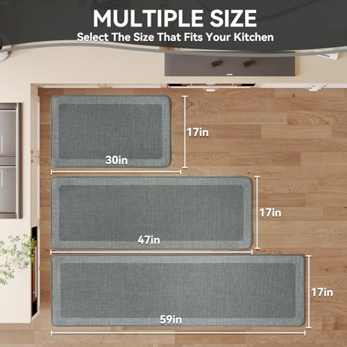 Kitchen Rugs Non Slip Rubber Backing Kitchen Mat 17"x30" Grey - color: Grey, size: 17"x30"