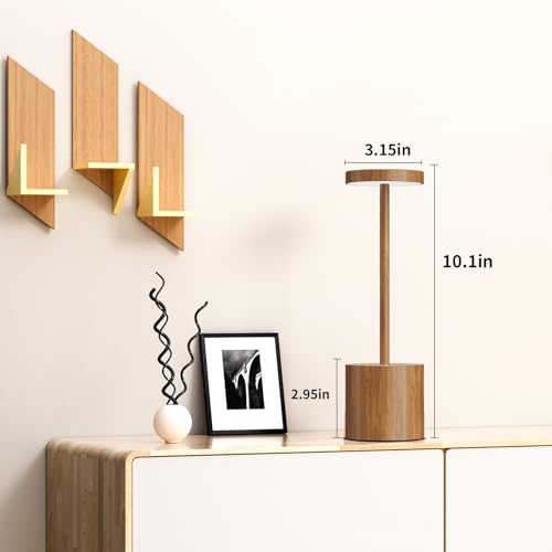 Cordless Table Lamp Rechargeable,Battery Powered LED Outdoor Table Light - color: 1 Pack Bamboo