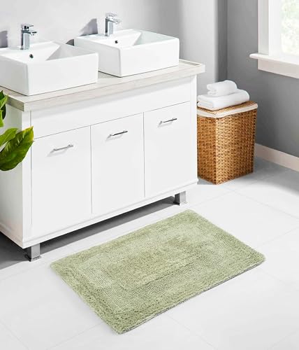 COTTON CRAFT 2 Pack Reversible Bath Mat Rug - Luxurious 17x24 Sage Green - color: Sage, size: 17x24 Inches