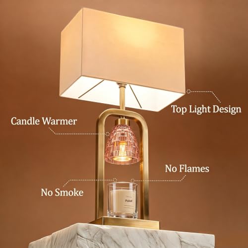 PoKat 21.5'' Pink Table Lamp with Candle Warmer & Gift Box for Bedroom - color: Set of 1 - Pink