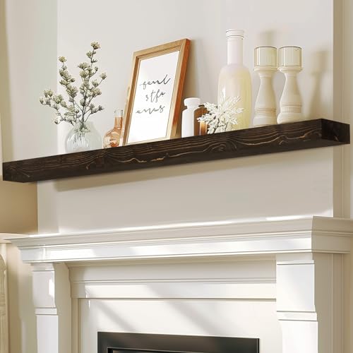 72x7x3in Solid Pine Wood Fireplace Mantel, Weathered Black - color: Weathered Black, size: 72x3x7-solid