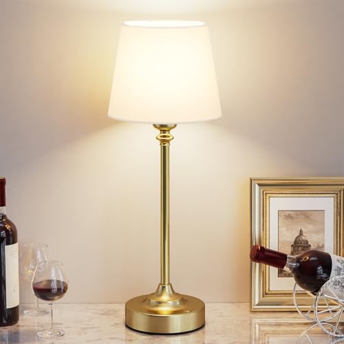 Kakanuo Gold Cordless Table Lamp with Rechargeable Battery, 1 Pack - color: White - Gold