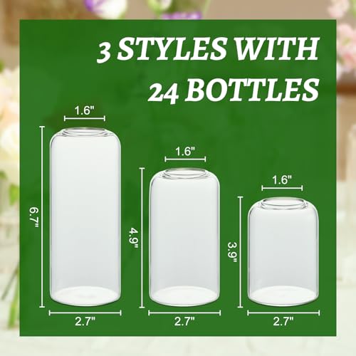 Glass Bud Vases Set of 24, Clear Flower Vase for Centerpieces, Small Vases for Flowers, Decor Centerpiece for Bathroom, Decorative Vases for House Warming - size: 24