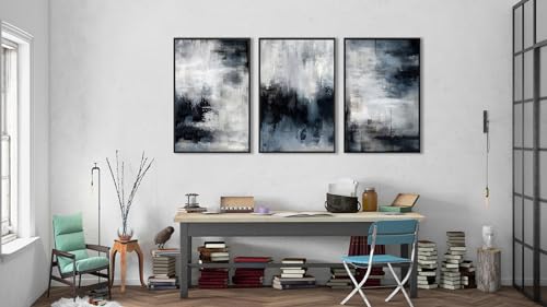 Large Framed Abstract Wall Art, Rustic Blue Canvas Prints, 20"x28"x3 - color: navy, size: 20" X 28" X 3pcs Framed