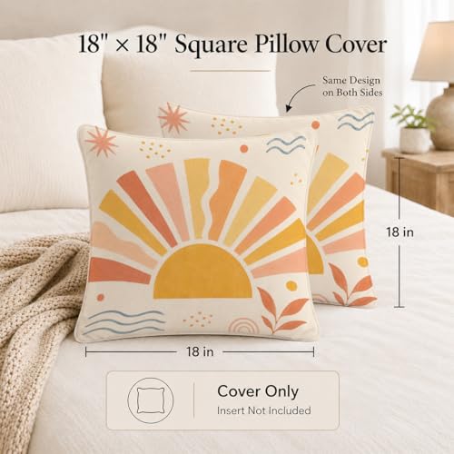 ORAFOUDUO Mid Century Abstract Sun Throw Pillow Cover 18x18 - color: Sun
