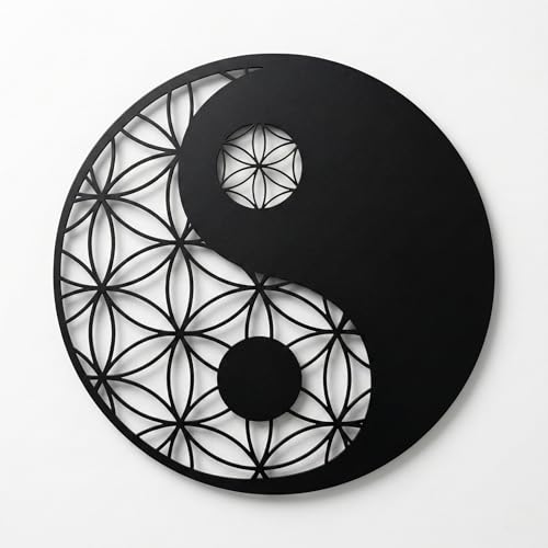 DEKADRON Metal Yin Yang Wall Art, Interior Decoration, Wall Hangings, Sacred Zen Decor, Geometric Metal Wall Decoration (35" W x 35" H / 90x90 cm) - size: 35"L x 35"W