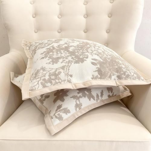 Maple Leaf Plant Pillow Cover for Couch Modern Style Pillow Covers Snow Neil Courtyard Home Pillow Cover 2-Pack Set for Living Room Sofa Bed, Flower Plant Style (Light Brown, 18 * 18 inch) - color: Leaf + Brach Light Brown