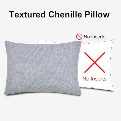 Chambray Chenille Throw Pillow Covers 14x20 Inch Pack of 2 - color: Chambray,cream, size: 20" x 14" (Pack of 2)