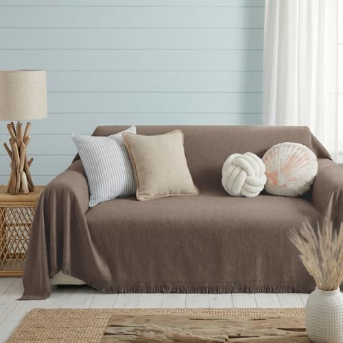 Chenille Couch Cover for Dogs Washable Boho Throw Blanket Washable - color: 01 Coffee, size: 71"×118"