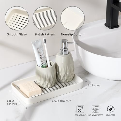 10"×6"×1" White Bathroom Vanity Tray for Countertop- Ceramic Decorative Organizer Tray for Dresser Tops, Toilet, Perfume, Sponge Holder Soap Dish Dispenser for Kitchen Counter- Black Stripes - color: White Color With Black Stripes-1 Pc