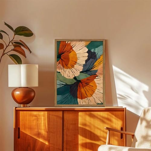 Framed Abstract Floral Wall Art, Boho Vintage Flower Pictures Wall Decor, Mid Century Modern Botanical Paintings Canvas Prints for Living Room Bedroom Office 16x24 inch - color: Abstract Floral, size: 24"L x 16"W
