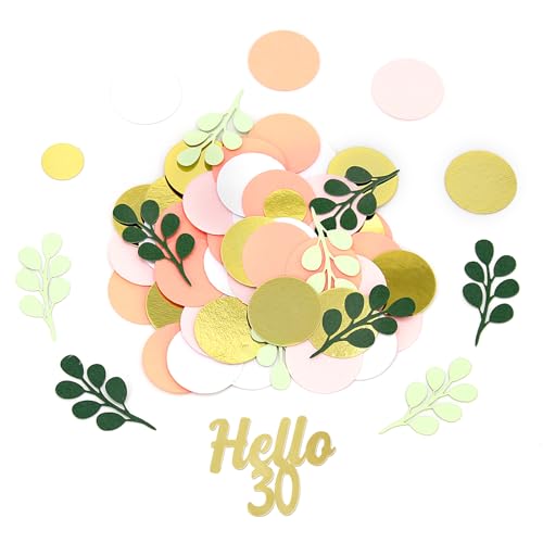 300PC 30TH Birthday Confetti for Table Pink and Sage Green Happy 30TH Birthday Decorations for Her Dots Hello 30 Confetti Scatters Thirty Party Decor Supplies - style: Pink Hello 30 Confetti