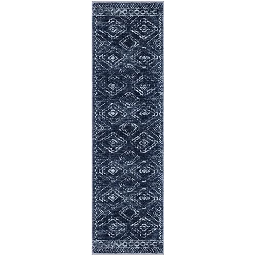 KILOCOCO Washable Runner Rug 2x7 ft Non Slip Hallway Runners, Dark Blue - color: Dark Blue, size: 2' x 7' (Runner)