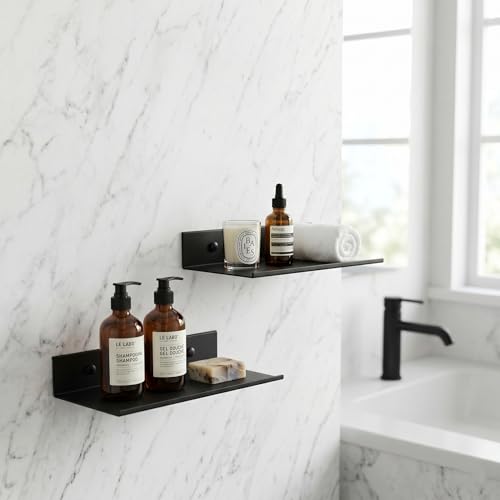 Z metnal Small Adhesive Floating Shelves, Mini Metal Shelf, Decor Display Wall Shelf, Aluminum, Wall Mounted, Matt Black, 10 inch,1 pc - color: Black, size: 10 inch