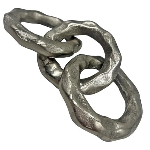 Pemberly Row 7" Handmade Aluminum Chain Sculpture, Nickel Finish, Modern Decorative Statuette, Lightweight Home Accent for Living Room, Bedroom, or Dining Room Decor