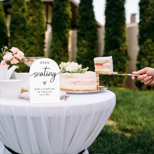 Acrylic Wedding Sign Wedding Signs for Ceremony Open Seating Sign for Wedding Modern Calligraphy Arch Acrylic Table Top Sign for Wedding Reception and Event Party Table(white) - color: Open Seating