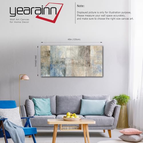 yearainn Large Abstract Canvas Wall Art for Living Room Wall Decor Brown Abstract Canvas Prints Artwork Blue Abstract Canvas Pictures for Bedroom Home Office Wall Decorations Ready to Hang 24" X 48" - color: Brown Blue Abstract Print, size: 48"L x 24"W