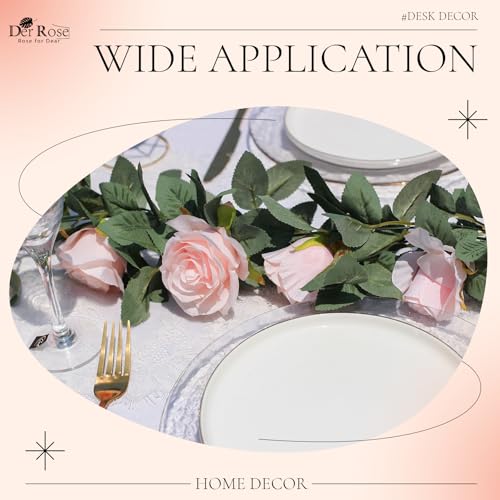 Der Rose 2Pcs 6.5FT Pink Rose Fake Flower Garland for Wedding Backdrop - color: Pink Rose 2 Pcs
