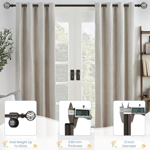 Bronze Curtain Rod 66 to 120 Inch, Heavy Duty Drapery Pole Iron Cage - color: Bronze, size: 18-126"