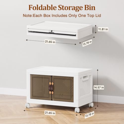 1Tier 53QT Stackable Storage Bins With Lids Portable Wheels Cabinet, White - size: 53QT(Per Tier)-1Tier