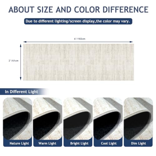 Washable Runners for Hallway 2x6 Runner Rug,Ultra-Thin Kitchen Runner Rugs,Non-Slip Backing Entryway Rug Runner,Abstract Carpet for Hallways,Bedroom,Dining,Laundry Room - color: Beige, size: 2' x 6' (Runner)