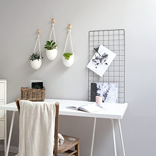 Kazai.ยฎ | Porcelain Wall Vases | 3 Piece Set | Including Wooden Hooks | Matte White - color: White (Matte), size: Set of 3 - Large