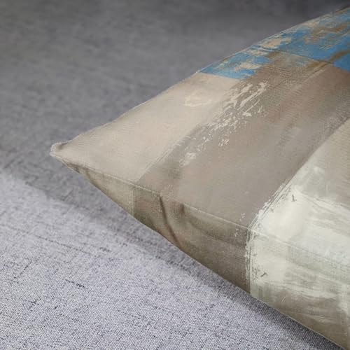 Britimes Throw Pillow Covers Set of 2, 18 x 18 Inch, Brown Beige Blue - color: Blue Brown, size: 18" x 18" (Pack of 2)