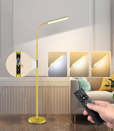 Dimunt LED Floor Lamp, Stepless Adjustable 3000K-6000K Colors, Golden - color: Golden