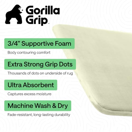 GORILLA GRIP® Memory Foam Bath Rug for Bathroom, 24x17 Sage - color: Sage, size: 24" X 17"