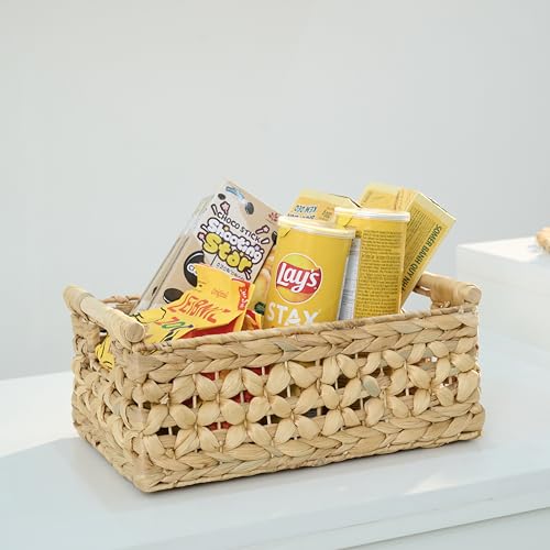 NAYA Set of 2L (16.5"&15") Water Hyacinth Wicker Shelf Storage Baskets - size: Set 2 Medium - Large