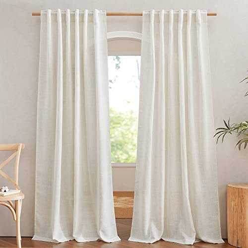 NICETOWN Flax Linen Curtains 84 Inch Long, Burlap, W52xL84, 2 Panels - color: Linen, size: 52"W x 84"L (Pack of 2)
