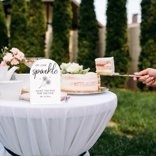 Acrylic Wedding Sign Wedding Signs for Ceremony Let Love Sparkle Sign for Wedding, Modern Calligraphy Arch Acrylic Table Top Sign for Wedding Reception and Event Party Table(white) - color: Let Love Sparkle
