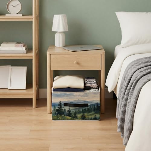 Mountain Nature Forest Inspirational Storage Basket Organizer - color: Mountain