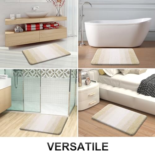 OLANLY Small Bathroom Rugs 24x16, Extra Soft Absorbent Microfiber Bath Rugs - color: Light Beige, size: 24" X 16"