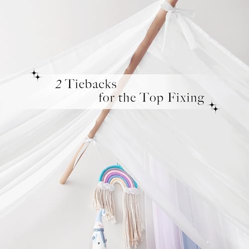 NICETOWN Off White Kids Bed Canopy for Nursery - Decorative Soft Voile Sheer Window Scarf DIY Ascot Top Bed Scarf for Princess/Baby, W114 x L180, 1 Panel - color: Ivory, size: 114"W x 180"L (Pack of 1)