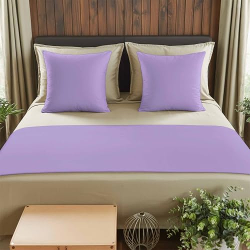 Bed Runner for Queen Size Bed, Purple Decorative Beds Runners and 2 Matching Pillow Covers Set, Modern Pure Lavender Purple Beds Scarf Throw for Foot of Bedding Set for Hotel/Bedroom - color: Purple, size: 83 x 20 Inch