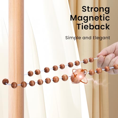 KLOGTSIND Magnetic Curtain Tiebacks, 2 Pack Wood Bead Curtain Holdbacks - color: Brown