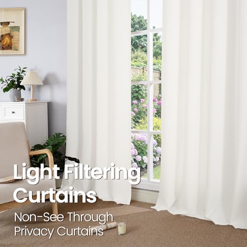 BGment Ivory Linen Curtains 63 Inch Length for Living Room - 2 Panels - color: Ivory, size: 52"W x 63"L (Pack of 2)