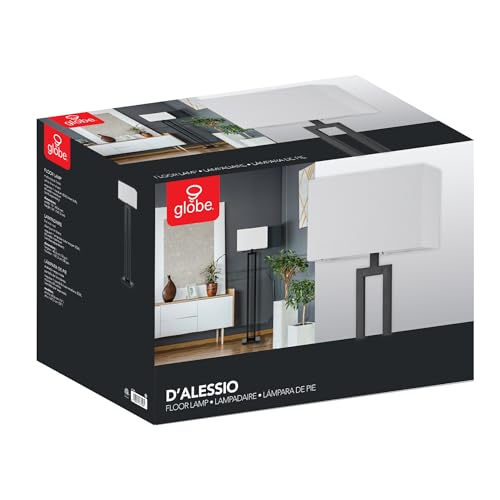 Globe Electric 58" Matte Black Floor Lamp with White Linen Shade - color: Matte Black, D'Alessio