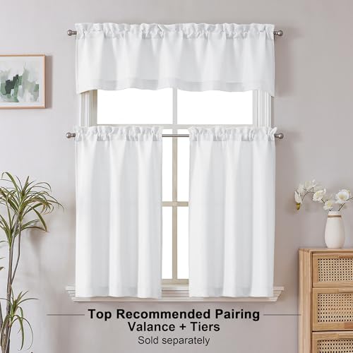 Chyhomenyc White Curtains 30 Inch Length, 2 Panels - color: White, size: 30"W x 30"L (Pack of 2)
