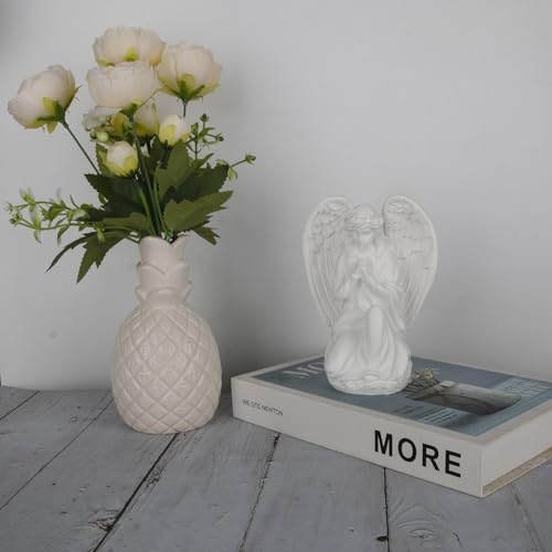Set of 3 Grey Resin Small Elephant Statues and Set of 2 Cherub Angels Statue Figurine