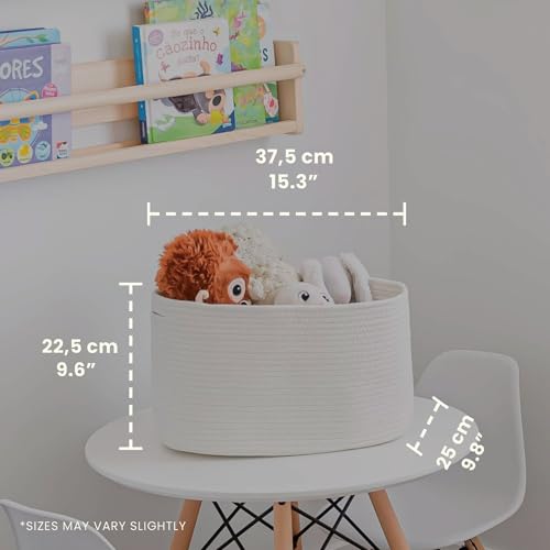 OrganiHaus Cotton Rope Baskets for Shelves, Set of 3, 15x9x10 - color: Full Off-White