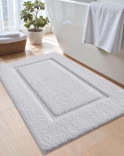 DEXI Bath Mat 32x20, Soft Absorbent Bathroom Rugs Non Slip, White - color: White, size: 32" X 20" (Rectangular)