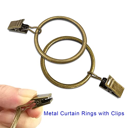 100 Pack Metal Curtain Rings with Clips, 1.5 in ID, Bronze - color: Bronze, size: 1.5" I D 100 Pack
