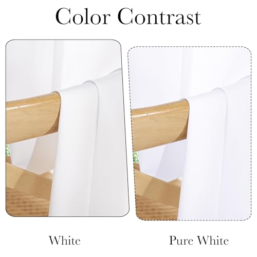 NICETOWN Non-See-Through Sheer Curtains 84 Inches Long 2 Panels Semi Sheer - color: Pure White, size: 52"W x 84"L (Pack of 2)