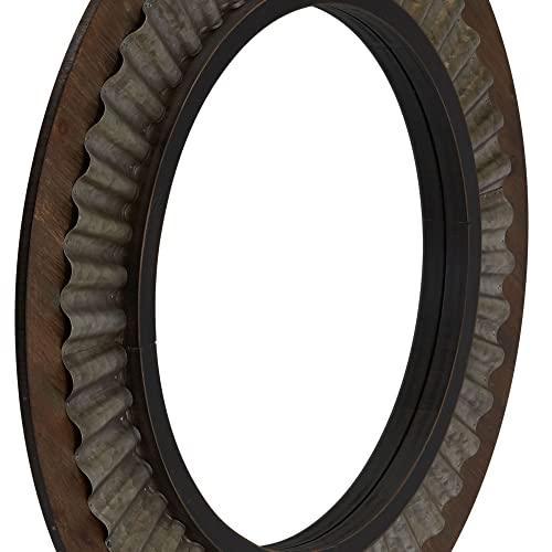 Household Essentials Sunburst Solid Wood & Metal Mirror, Brown - style: Wood and Metal
