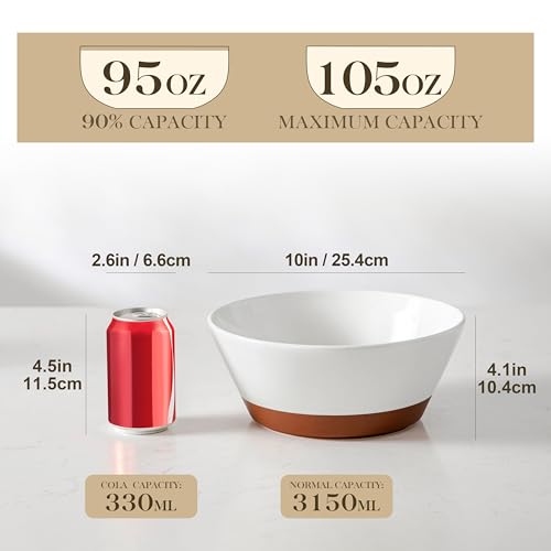 MALACASA Serving Bowls, 105oz Large Salad Bowls for Party, Entertaining - color: White&Brown, size: 105oz