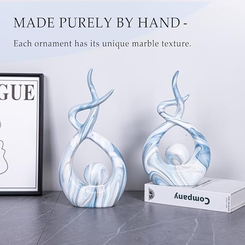 Blue Ceramic Sculpture for Living Room Decor - color: Blue Marble 11475 L