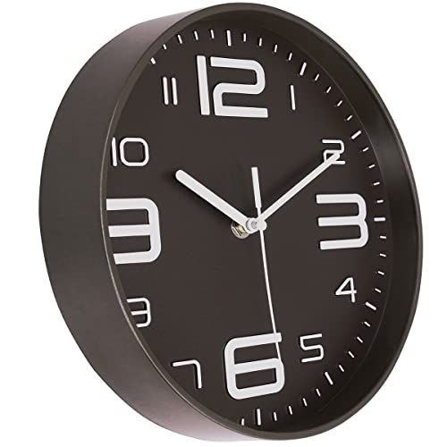 45MinST 10 Inch 3D Number Dial Face Modern Wall Clock, Silent Non-Ticking Round Home Decor Wall Clock with Arabic Numerals, Colorful Dial Face (Darkbrown/Coffee) - color: 10''darkbrown