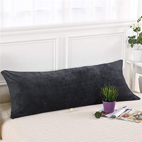 NTBAY Velvet Body Pillow Cover, 20 x 54, Zipper, Charcoal Grey - color: Charcoal Grey, size: 54" x 20" (Pack of 1)